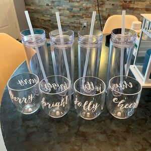 Clear Acrylic Tumbler and Wine Glass Set